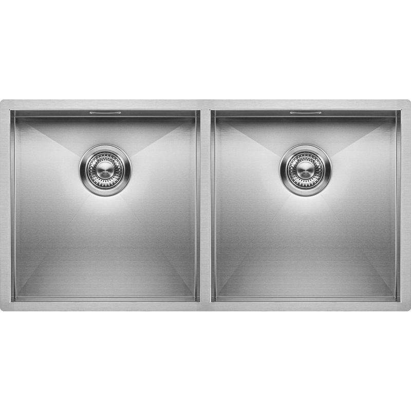 Foto van Grote spoelbak keuken 80cm onderbouw/vlakbouw - moderne keuken spoelbak mizzo quadro - dubbele spoelbak- rvs spoelunit