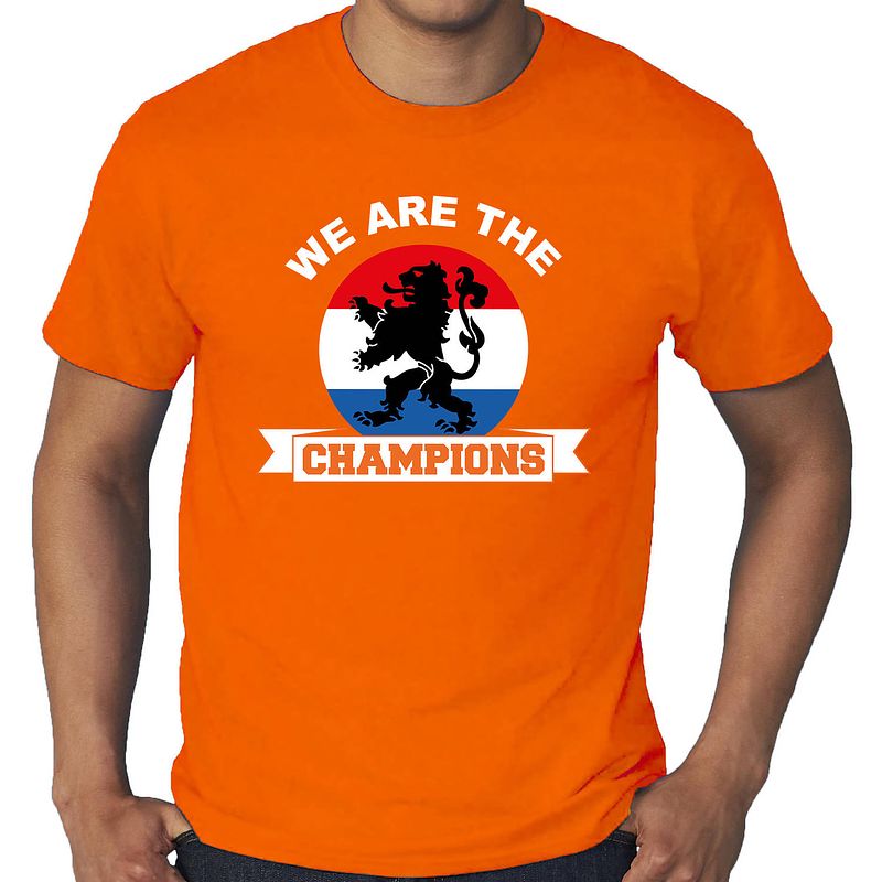 Foto van Grote maten oranje fan shirt / kleding holland kampioen met leeuw ek/ wk voor heren 3xl - feestshirts