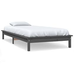 Foto van The living store bed - grenenhout - grijs - 202 x 86.5 x 26 cm - 75 x 190 cm