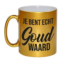 Foto van Je bent echt goud waard mok / beker goud 330 ml bedankt cadeau - feest mokken