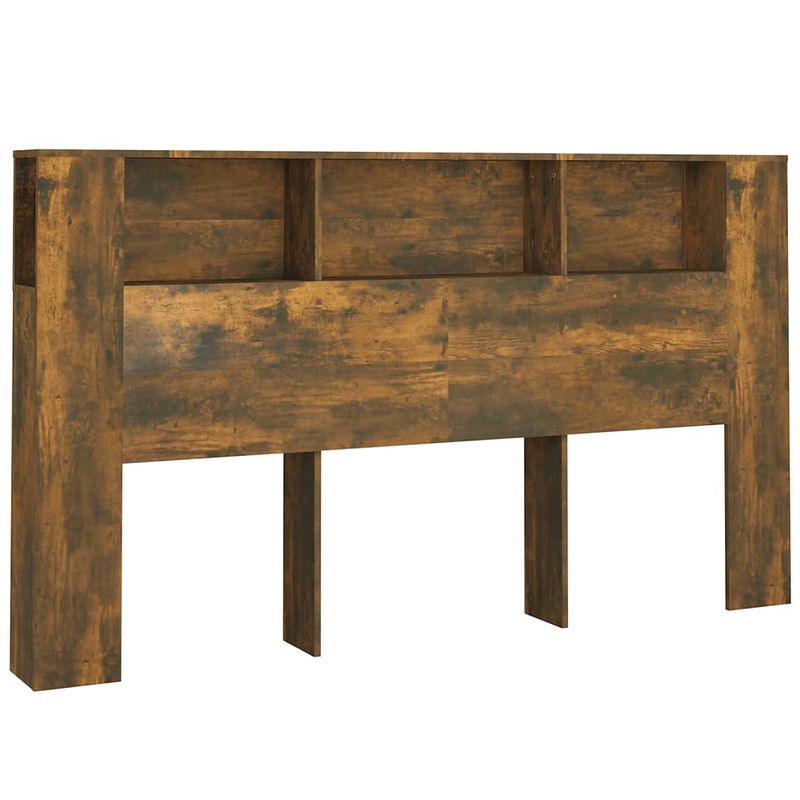 Foto van The living store hoofdbordkast - gerookt eiken - 180 x 18.5 x 104.5 cm - bewerkt hout