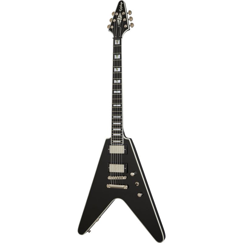 Foto van Epiphone flying v prophecy aged jet black metallic elektrische gitaar met premium gigbag