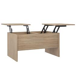 Foto van The living store salontafel modern bewerkt hout - 80 x 50 x 42.5 cm - sonoma eiken