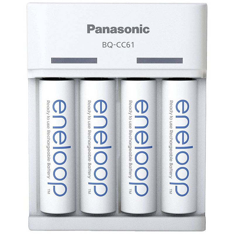 Foto van Panasonic bq-cc61 + eneloop aa batterijlader nimh aaa (potlood), aa (penlite)