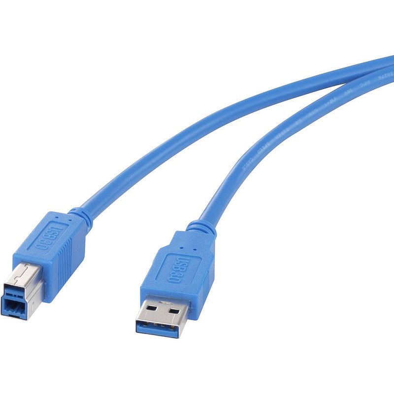 Foto van Renkforce usb-kabel usb 3.2 gen1 (usb 3.0 / usb 3.1 gen1) usb-a stekker, usb-b stekker 1.80 m blauw vergulde steekcontacten rf-4260504