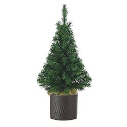 Foto van Volle kunst kerstboom 75 cm inclusief donkergrijze pot - kunstkerstboom