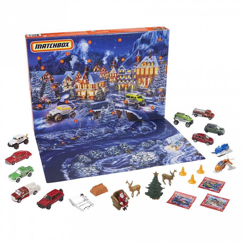 Foto van Matchbox adventskalender voertuigen junior blauw/oranje 24-delig