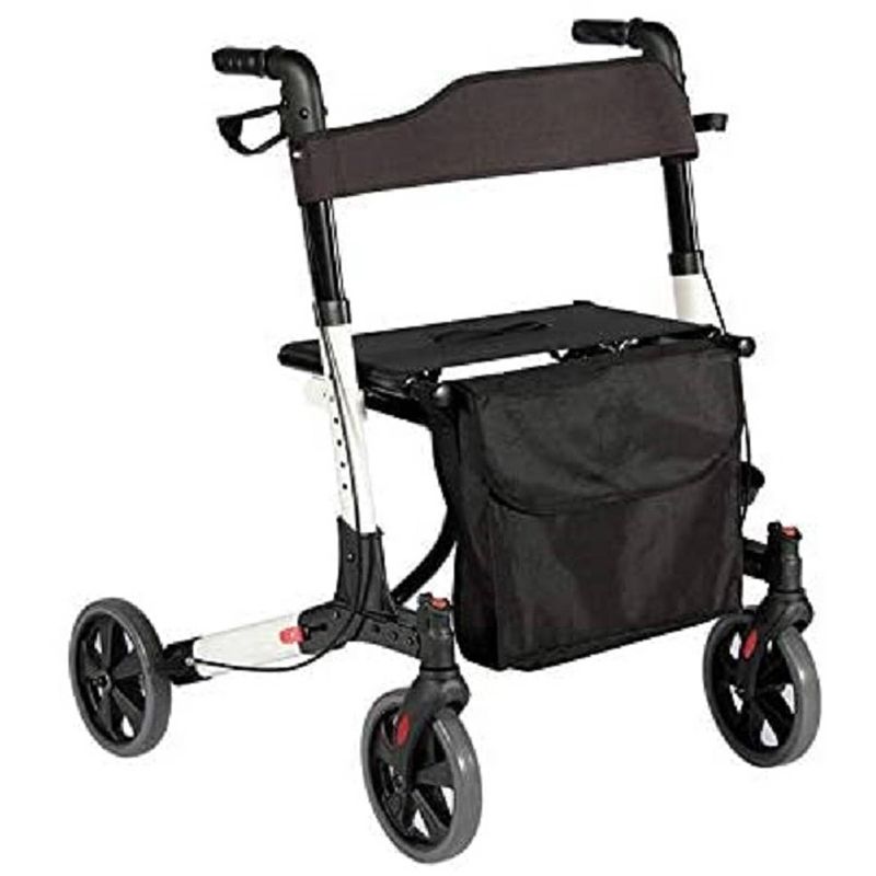 Foto van Jago® rollator - 6-voudig in hoogte verstelbaar, zwart, zitting met rugleuning, 3-voudig opklapbaar, licht, 4 wielen,...