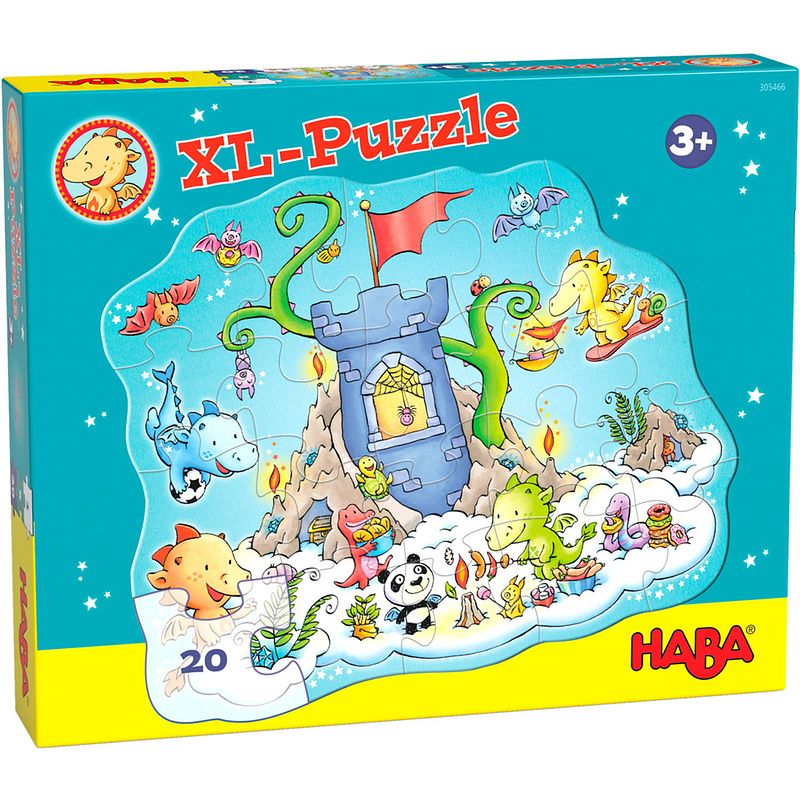 Foto van Haba legpuzzel draak flonkervuur junior karton 20 stukjes