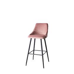 Foto van Giga meubel barkruk velvet roze - zithoogte 75cm - kruk amber