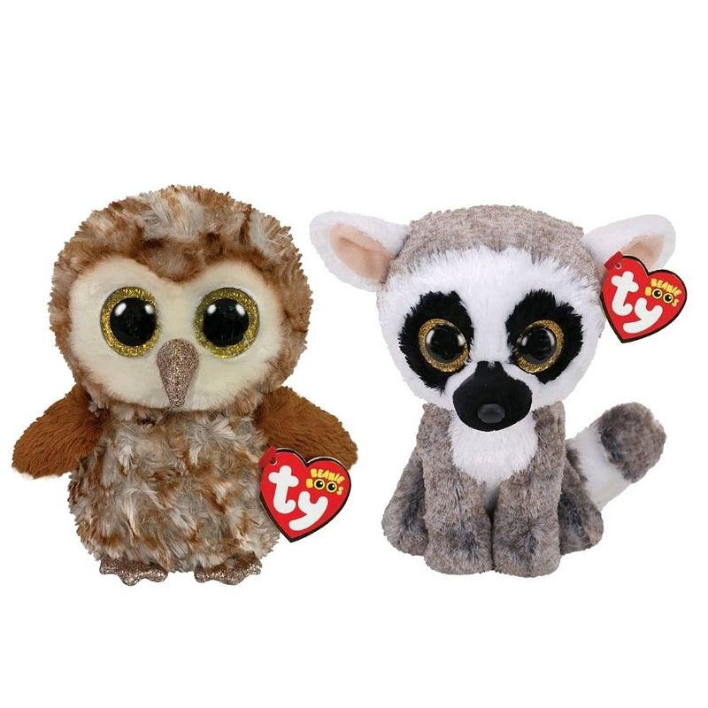 Foto van Ty - knuffel - beanie boo's - percy owl & linus lemur