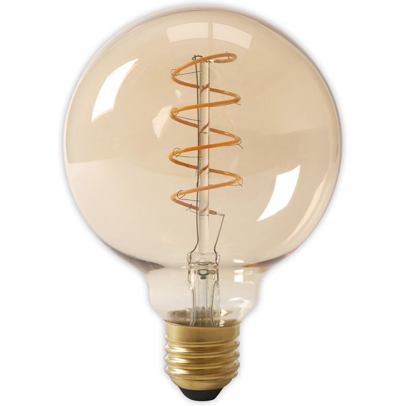 Foto van Calex led full glass flex filament globe lamp 240v 4w 200lm e27 g125, gold 2100k dimmable, energy label a