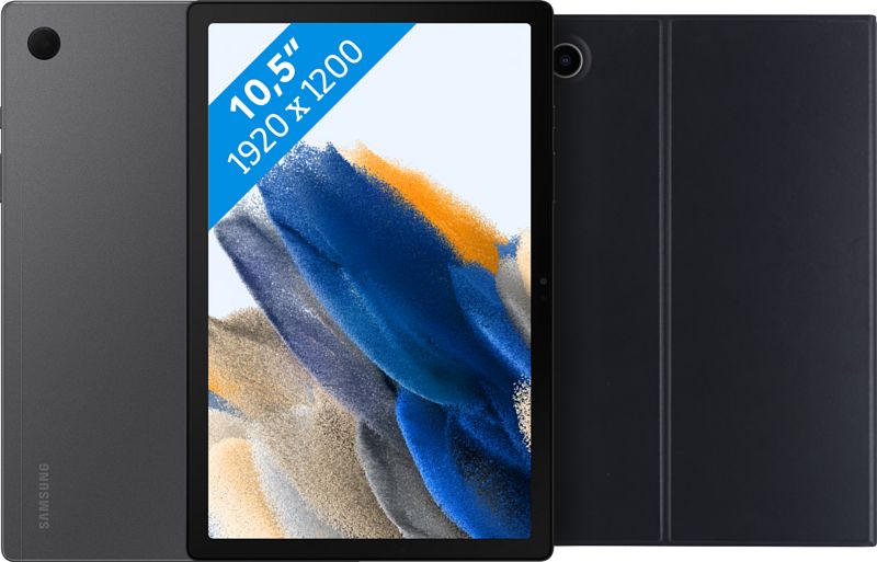 Foto van Samsung galaxy tab a8 64gb wifi grijs + bluebuilt book case zwart