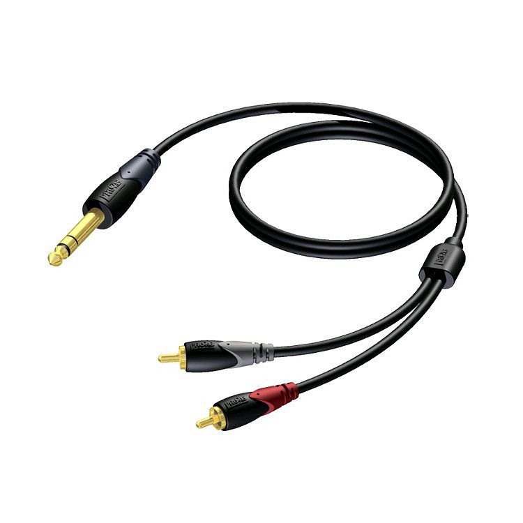 Foto van Procab cla719 classic 1x stereo jack - 2x rca verloopkabel 3m