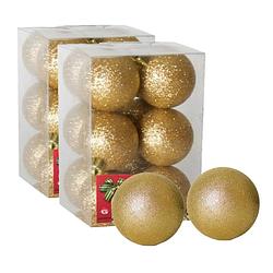 Foto van 24x stuks kerstballen goud glitters kunststof 6 cm - kerstbal