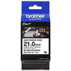 Foto van Brother hse251e labeltape krimpkous tapekleur: wit tekstkleur: zwart 21 mm 1.5 m
