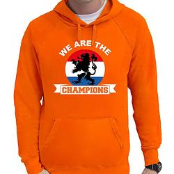 Foto van Oranje fan hoodie / sweater met capuchon holland we are the champions ek/ wk voor heren s - feesttruien