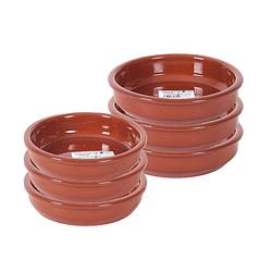 Foto van 6x terracotta tapas bakjes/schaaltjes 18 cm en 14 cm - snack en tapasschalen