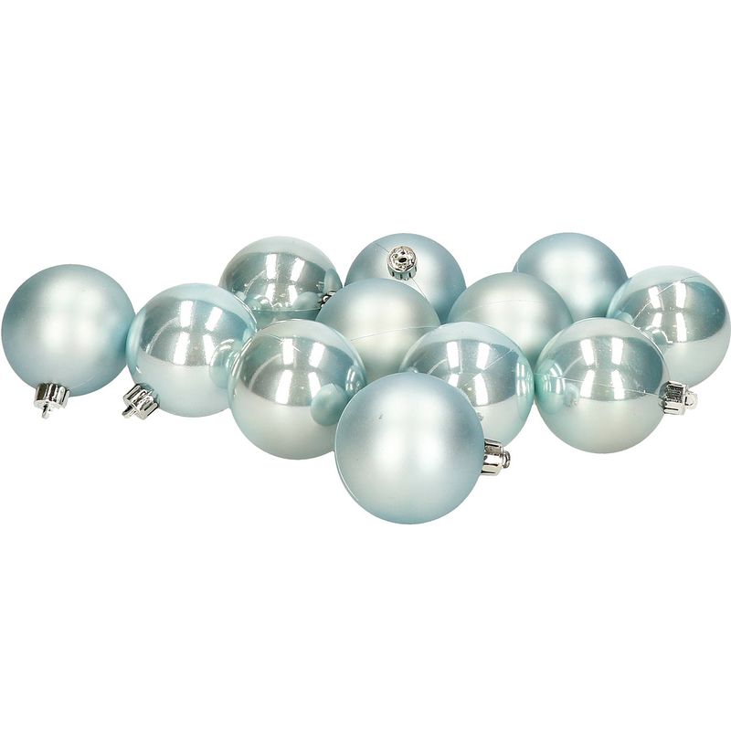 Foto van 12x stuks kunststof kerstballen baby blauw 6 cm glans/mat - kerstbal