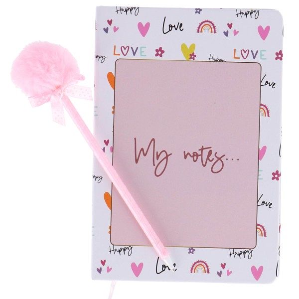 Foto van Happy love notebook met pompom pen