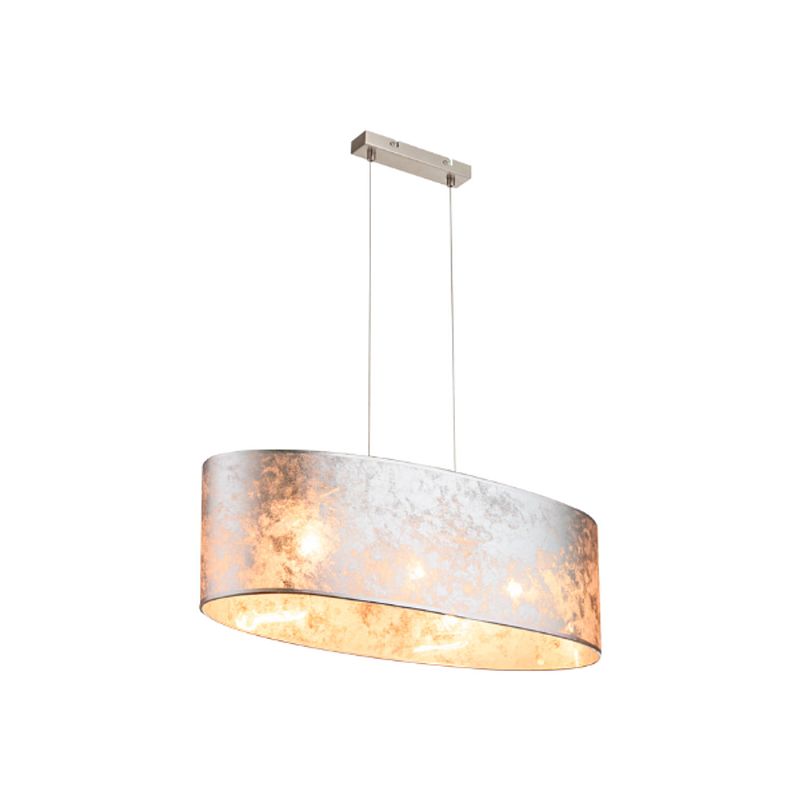 Foto van Moderne hanglamp met doorschijnende kap metallic i hanglamp zilver woonkamer eetkamer