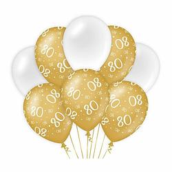 Foto van Paperdreams 80 jaar leeftijd thema ballonnen - 24x - goud/wit - verjaardag feestartikelen - ballonnen