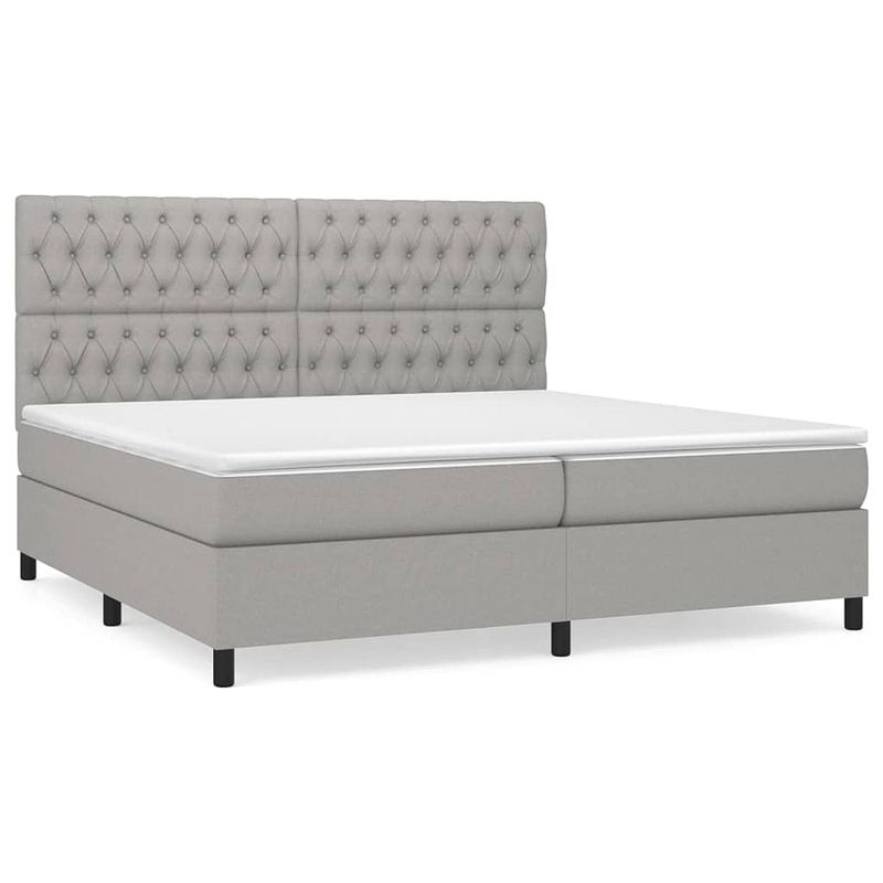 Foto van The living store boxspringbed - comfort - bed - 203x200x118/128 cm - lichtgrijs