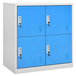 Foto van The living store lockerkasten opbergkast - 90 x 45 x 92.5 cm - staal - lichtgrijs en blauw