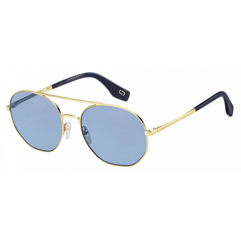 Foto van Marc jacobs zonnebril unisex rond dubbele brug goud/zwart blauw