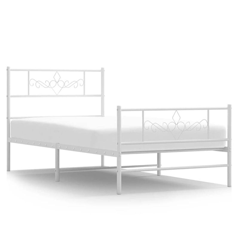 Foto van Vidaxl bedframe met hoofd- en voeteneinde metaal wit 80x200 cm