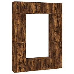 Foto van The living store tv-meubelset - gerookt eiken - 4x 40x34.5x100cm - 2x 100x34.5x40cm - 2x 40x34.5x40cm