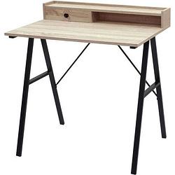 Foto van Nieuw bristol metalen bureau 1 lade - decor in eiken en zwart - b 105 x d 47 x h 75 cm