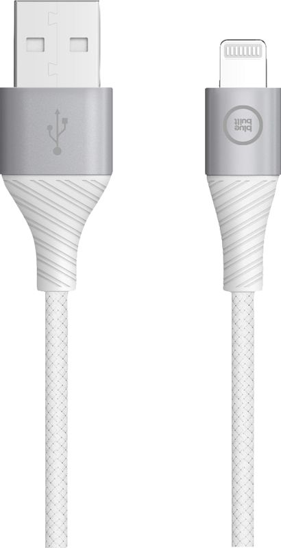 Foto van Bluebuilt usb a naar lightning kabel 1,5m nylon wit