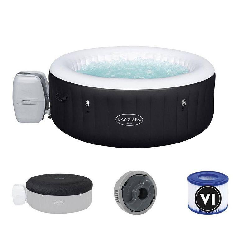 Foto van Bestway - jacuzzi - lay-z-spa - miami - opblaasbaar - bubbelbad - incl. toebehoren - ø180cm