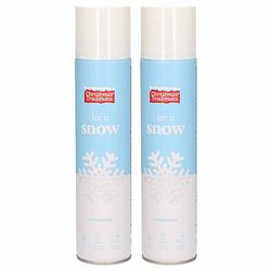 Foto van 2x sneeuwspray/spuitsneeuw bussen 300 ml - decoratiesneeuw