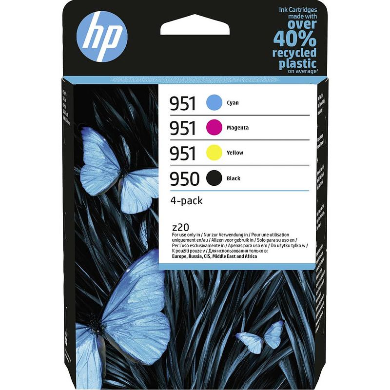 Foto van Hp cartridge 950 origineel 4-pack zwart, cyaan, magenta, geel 6zc65ae