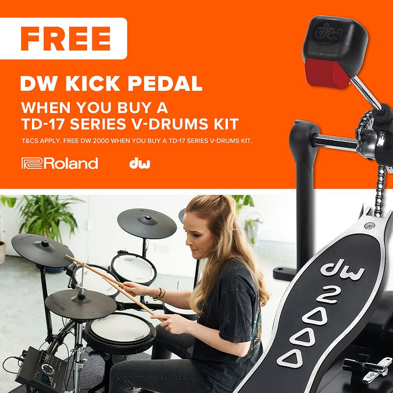 Foto van Roland td-17kv2 v-drums kit met gratis dw 2000 pedaal