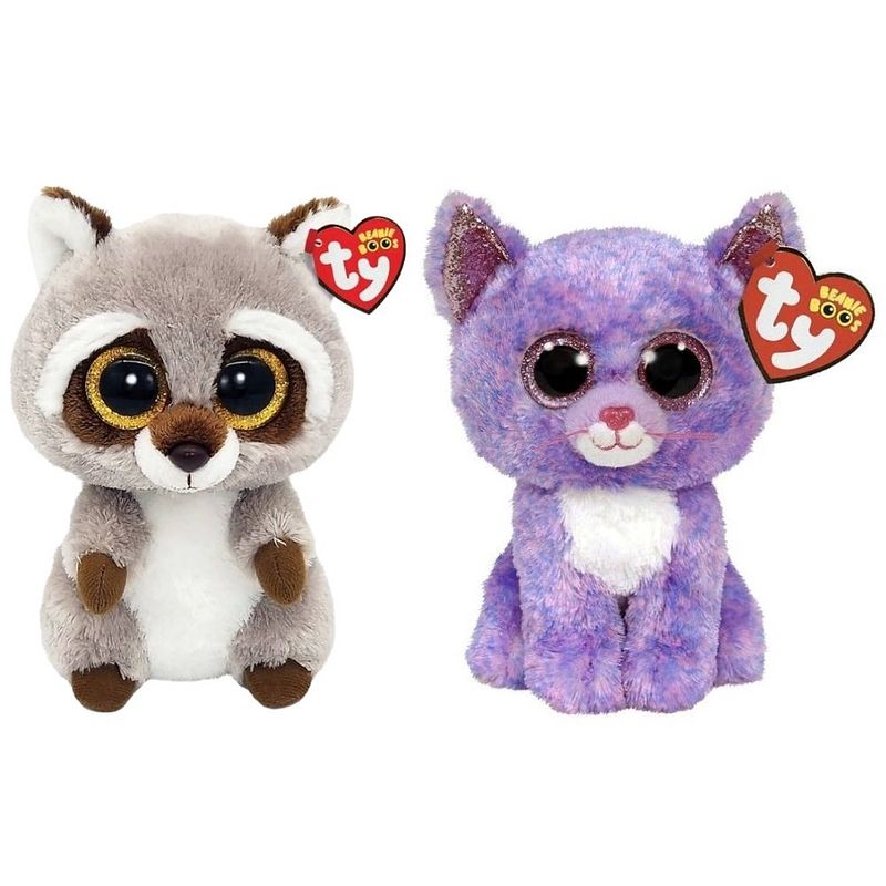 Foto van Ty - knuffel - beanie boo's - racoon & cassidy cat