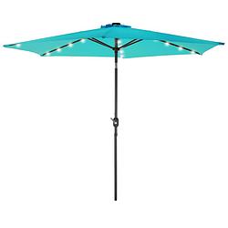 Foto van Parasol turkoois met led solar, ø 300 cm, rond, met zwengel