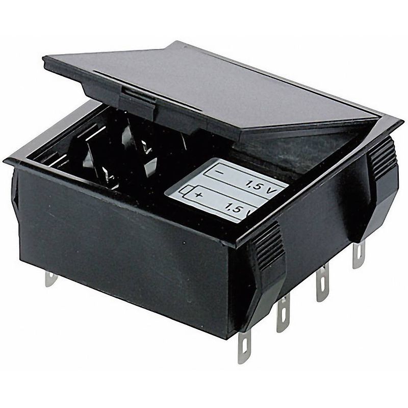 Foto van Bopla 46600000 batterijhouder 4 aa (penlite), 9v (blok) soldeeraansluiting (l x b x h) 65 x 65 x 21.5 mm