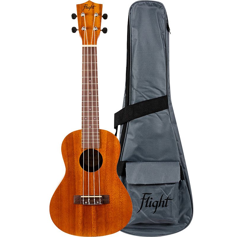 Foto van Flight natural series nuc250 acacia concert ukelele met gigbag