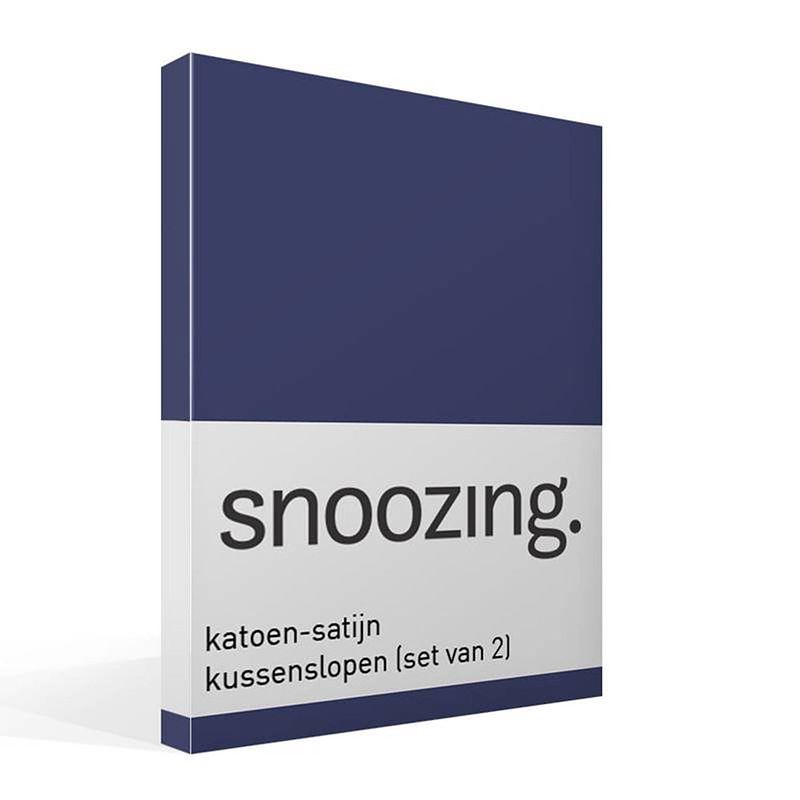 Foto van Snoozing - kussenslopen - set van 2 - katoen satijn - 50x70 - navy