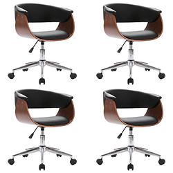 Foto van The living store eetkamerstoelen - set van 4 - zwart - kunstleer - 59.5 x 58 x (66-74) cm