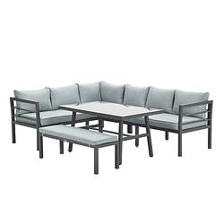 Foto van Garden impressions blakes lounge dining set 4-delig - donker grijs - mint grijs