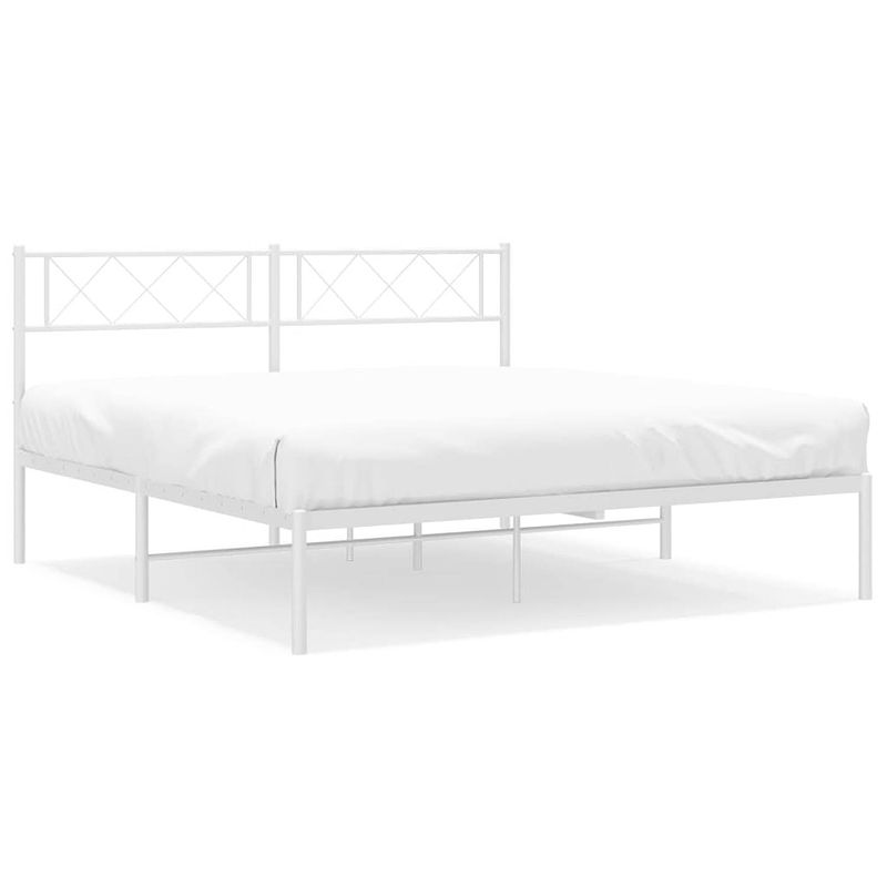 Foto van Vidaxl bedframe met hoofdbord metaal wit 135x190 cm