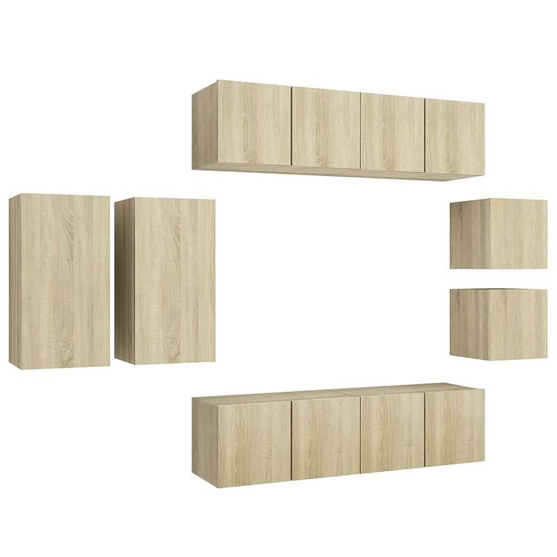 Foto van The living store stereokasten tv meubelset - sonoma eiken - 2x 30.5x30x30cm - 2x 30.5x30x60cm - 4x 60x30x30cm