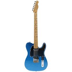 Foto van Fender j mascis telecaster mn bottle rocket blue flake elektrische gitaar met deluxe gigbag