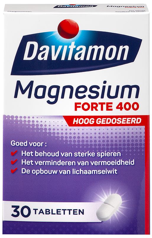 Foto van Davitamon magnesium 400mg tabletten 30st