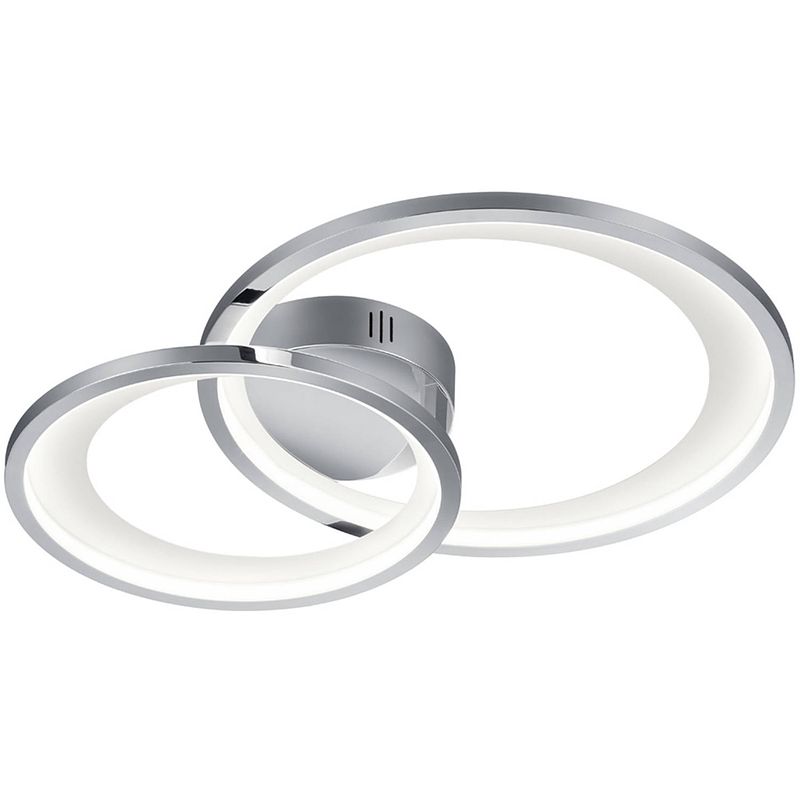 Foto van Led plafondlamp - trion granity - 29w - warm wit 3000k - dimbaar - ovaal - mat chroom - aluminium