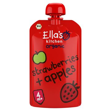 Foto van Ella's kitchen aardbeien + appels 4+ bio 120g bij jumbo